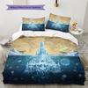 Ocean Fantasy Castle Pattern Bedding Quilt Set  Home Decoration  Gift (1 * Duvet Cover + 2 * Pillowcase  Without Core)