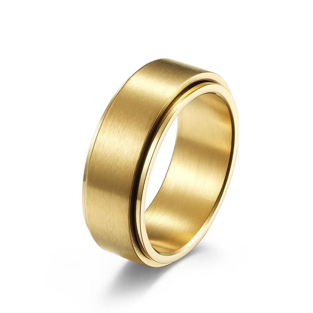 8MM Wide Rotatable Decompression Simple Matte Brushed Men's Hand Ring