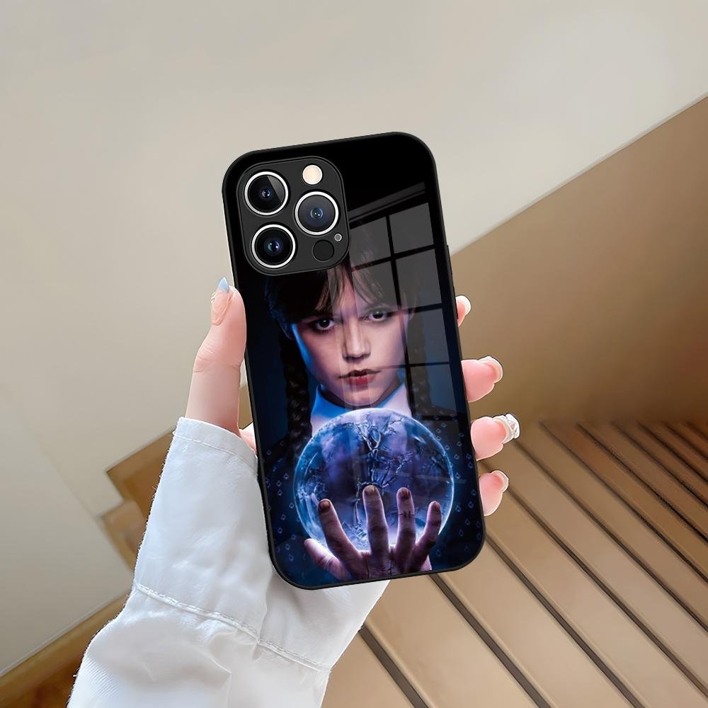 Phone Case Tempered Glass For IPhone 13 17 15 16 14 12 11 Pro Max Plus Mini XR XS SE2020 Coque W-Wednesday Room Window