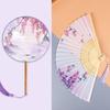 Archaistic Circular Fan Long Handle Tassel Kids Small Folding Fan Semi-Transparent Costume Women's Han Chinese Clothing Cheongsam Fan Summer Dance Fan
