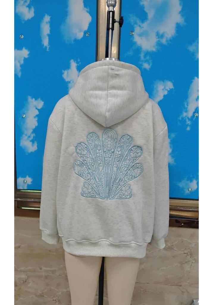 Women's Loose Hoodie with Letter Print and Kangaroo Pocket