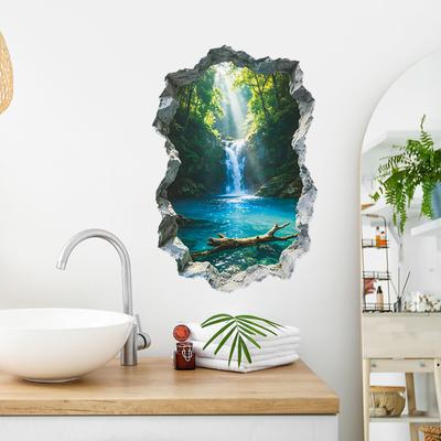 Loch-gefüllter Geheimer Reich Wald Wasserfall Wohnzimmer Arbeitszimmer Dekoration Verschönerungs Aufkleber