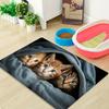 Whimsical Cat Doormat - Washable Polyester Indoor Mat for Entryway, Bathroom & Kitchen, Playful Home Decor