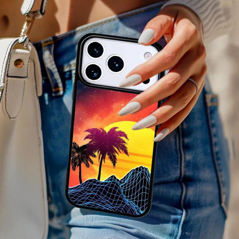 Synthwave Sun Neon 80's Phone Case For iPhone 17 Air 14 15 13 12 Max Cover For Apple 16e 11 Pro Max Plus Coque