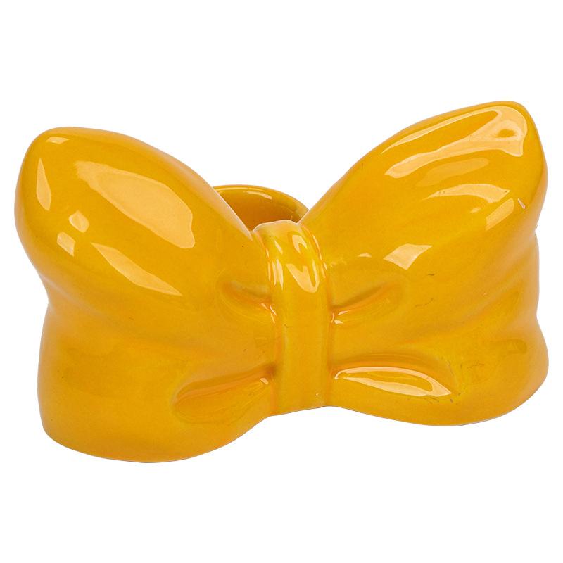 Creative Bow Ceramic Candlestick Candle Holder Cartoon Ribbon Bow Desktop Storage Container Home Decoration Accessories