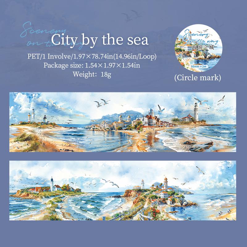PET City Landscape Theme Tape Landscape Series Hand Account Base Material DIY Tape Creative Collage Card Photo Frame Decoration
