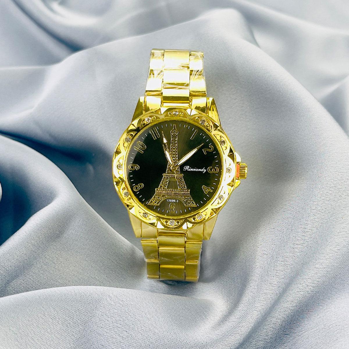 

1 шт.-Элегантные женские кварцевые часы золотистого тона с Эйфелевой башней, браслет из нержавеющей стали, подарок на День святого Валентина