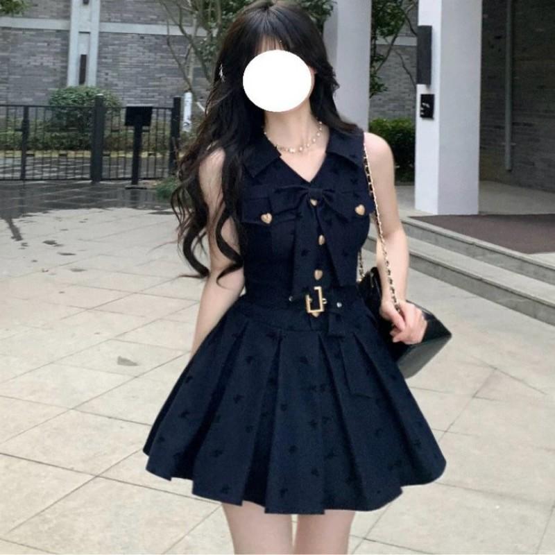 French College Style Sleeveless Blue Dress Children's 2026 New Small Temperament Fluffy Short Skirt Women's