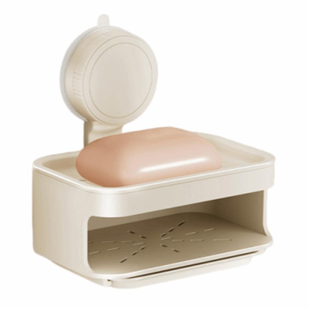 

Detachable Suction Cup Soap Dish Space Saving Soap Drain Box Soap Sponge Storage Rack Shower бежевый