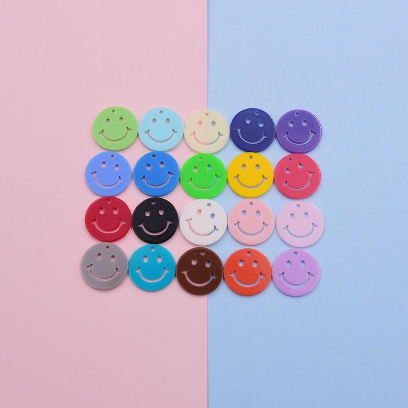 24mm Colorful Acrylic Double-Sided Smiley Face Pendant for DIY Earrings & Keychains
