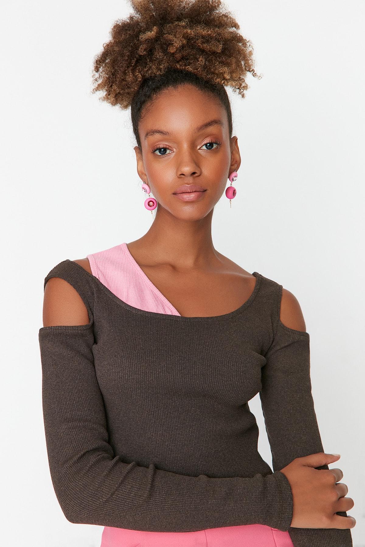 

Блуза - Коричневый - Slim fit