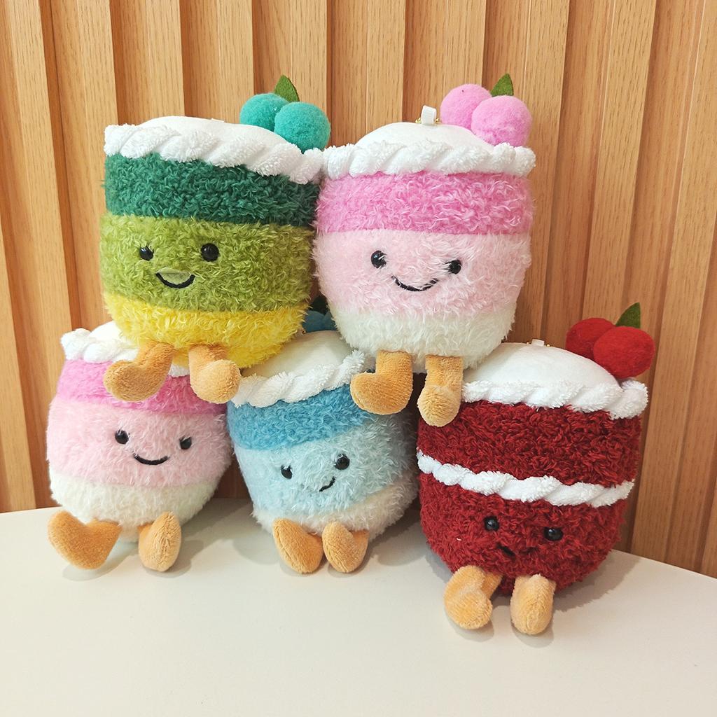 Cute Cute Cake Cup Pendant Plush Toy Doll Birthday Cake Milk Tea Cup Bag Hanging Decoration Keychain Doll