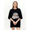 Oversized T-Shirt Black Mountain Landscape Unusual Origins Graphic Print Casual Streetwear Summer Top