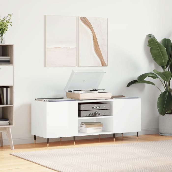 VidaXL Record Cabinet High Gloss White 121x38x48 Cm Engineered Wood 831670