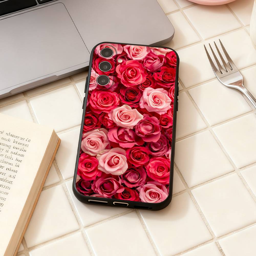 

roses phone Case For Samsung Galaxy A73,A72,A71,A70,A53,A52,A51,Others Soft Black Shell Samsung a21