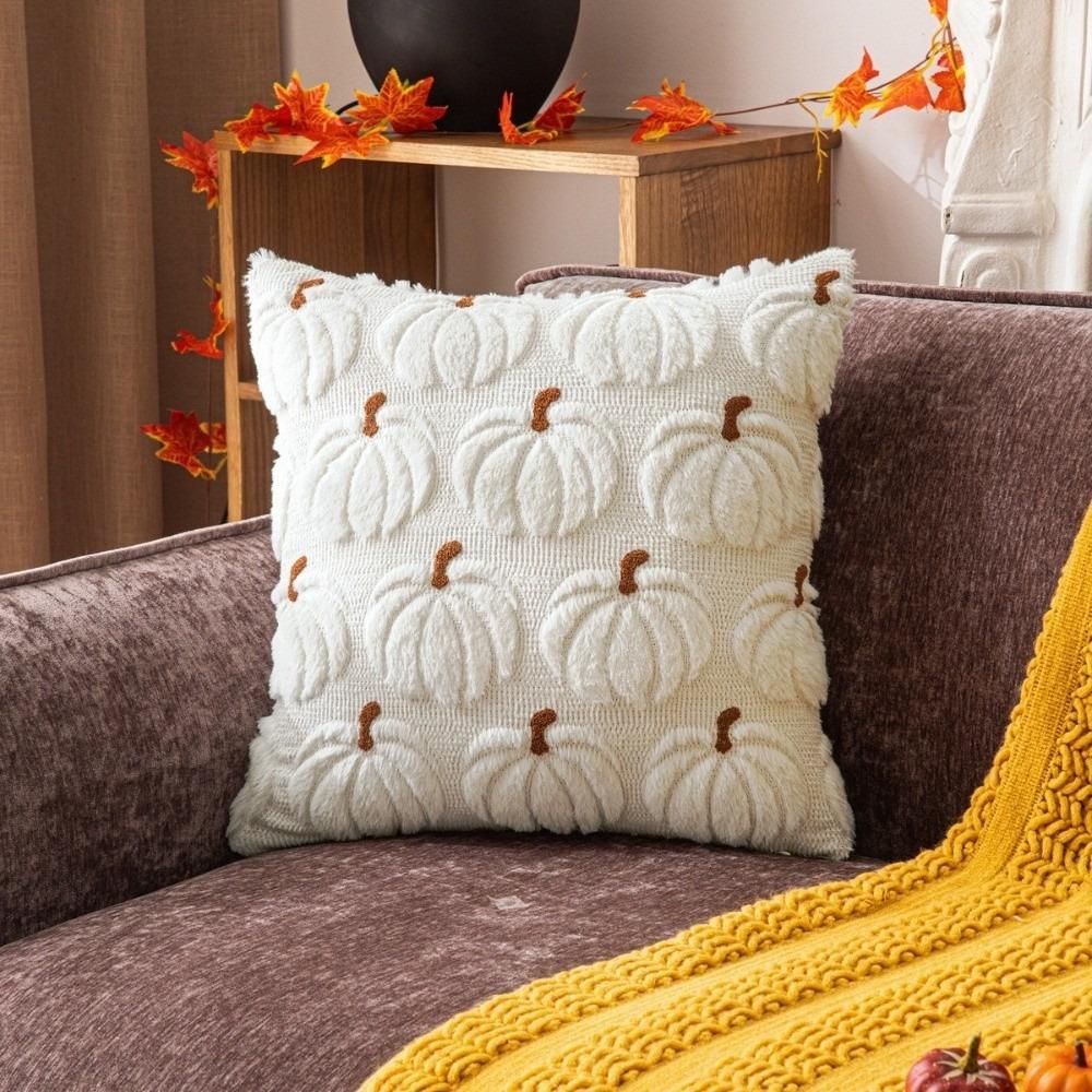 Pumpkin Tufted Cushion Cover 45x45cm Plush Pillow Covers New Throw Pillow Cover Fall Decor
