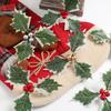 10Pcs Artificial Holly Berries Green Leaves for Christmas Decoration Fake Leaf for Home Decor Navidad New Year Gift Accessories