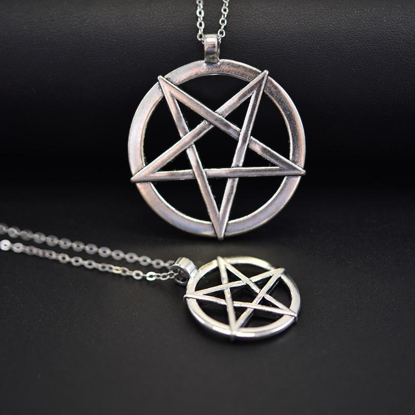 Goth Wicca Witch Pentacle Amulet Pendant Vintage Star Chain Necklace For Women Men Kpop Gift Jewelry Making