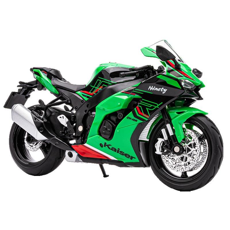 1/12 Kawasaki ZX-10R Motocykl Autíčka Model Slitina tlakové lití se zvukem a světlem Odpružení zadního kola Modely vozidel Sbírejte dárky