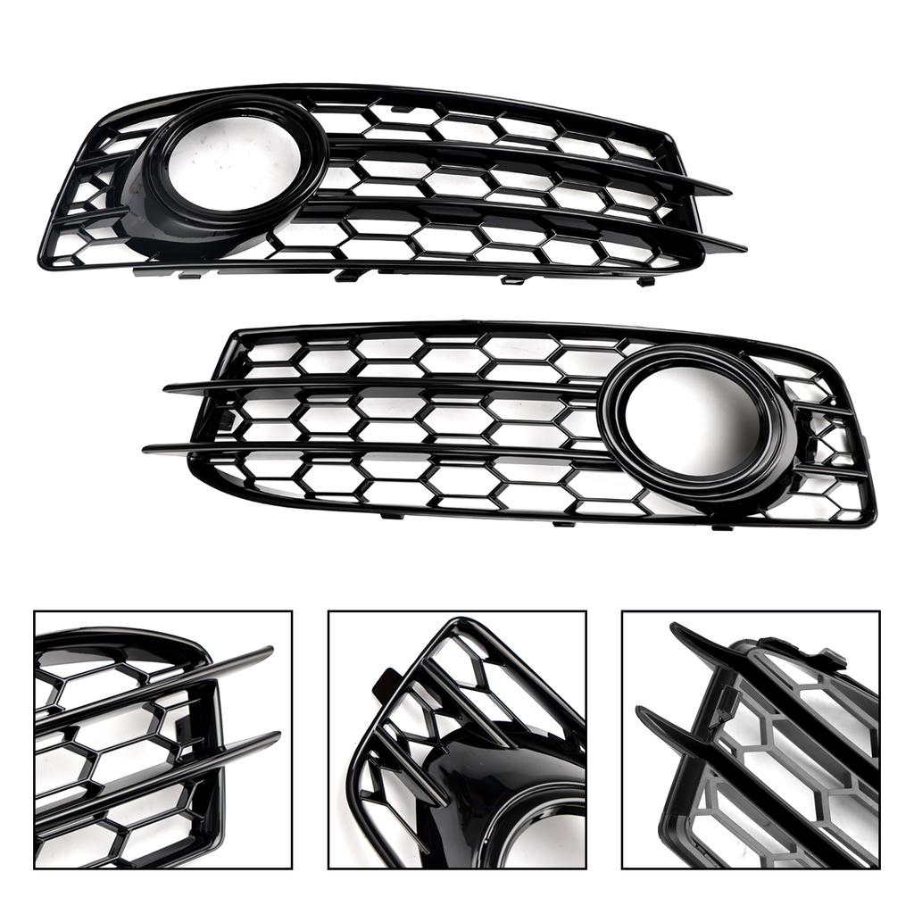 Honeycomb Front Bumper Fog Light Grill Cover 8P0807682 8P0807681 Fit for A3 8P S-Line 2009-2012