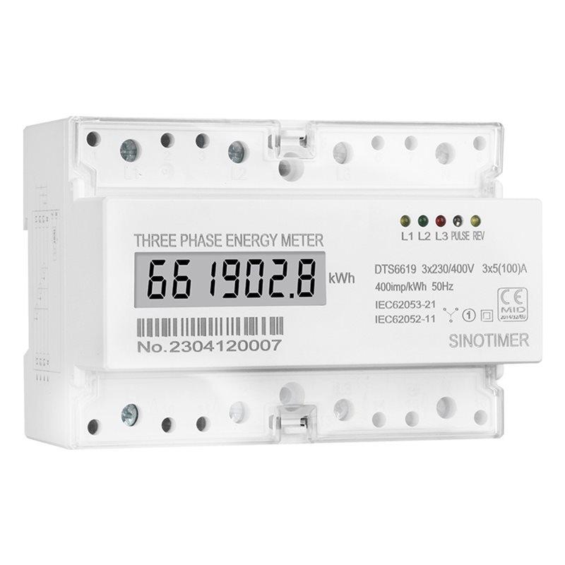 A58Z 7P Kwh Electrical Power Three Phase Energy Meter 3 Phase 4 Wires Analog Consumption Monitor DIN Rail AC 400V 100A