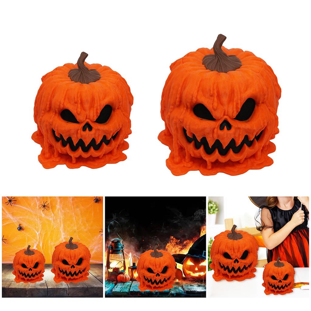 1Pc Resin Pumpkin Statue Ornaments, Horror Melting Skull Pumpkin Statue, Candy Stand with Lid, for Halloween Party Decoration