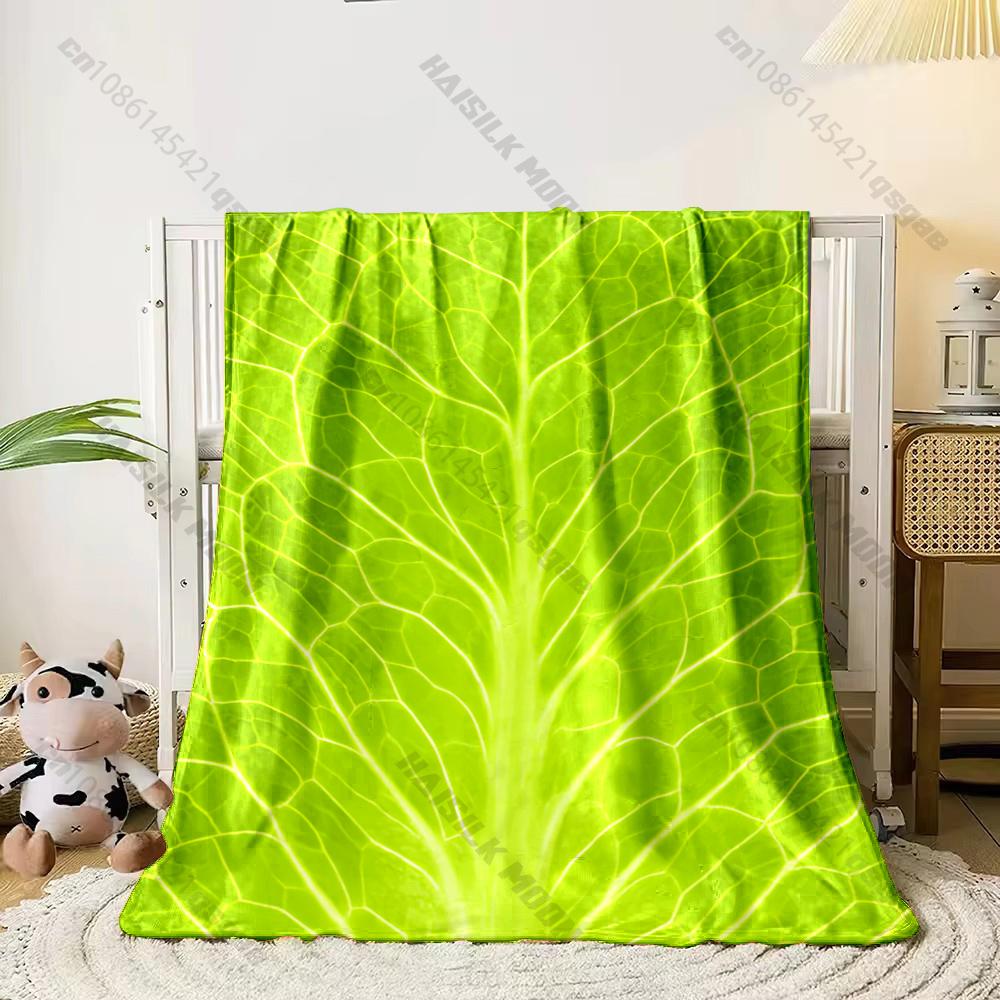

3D Plant Food Lettuce Leaf Printed Shawl Blanket Personalized Gift Blanket Bedroom Sofa Travel Camping Shawl Blanket Multi-size 75x90cm(30x35in)
