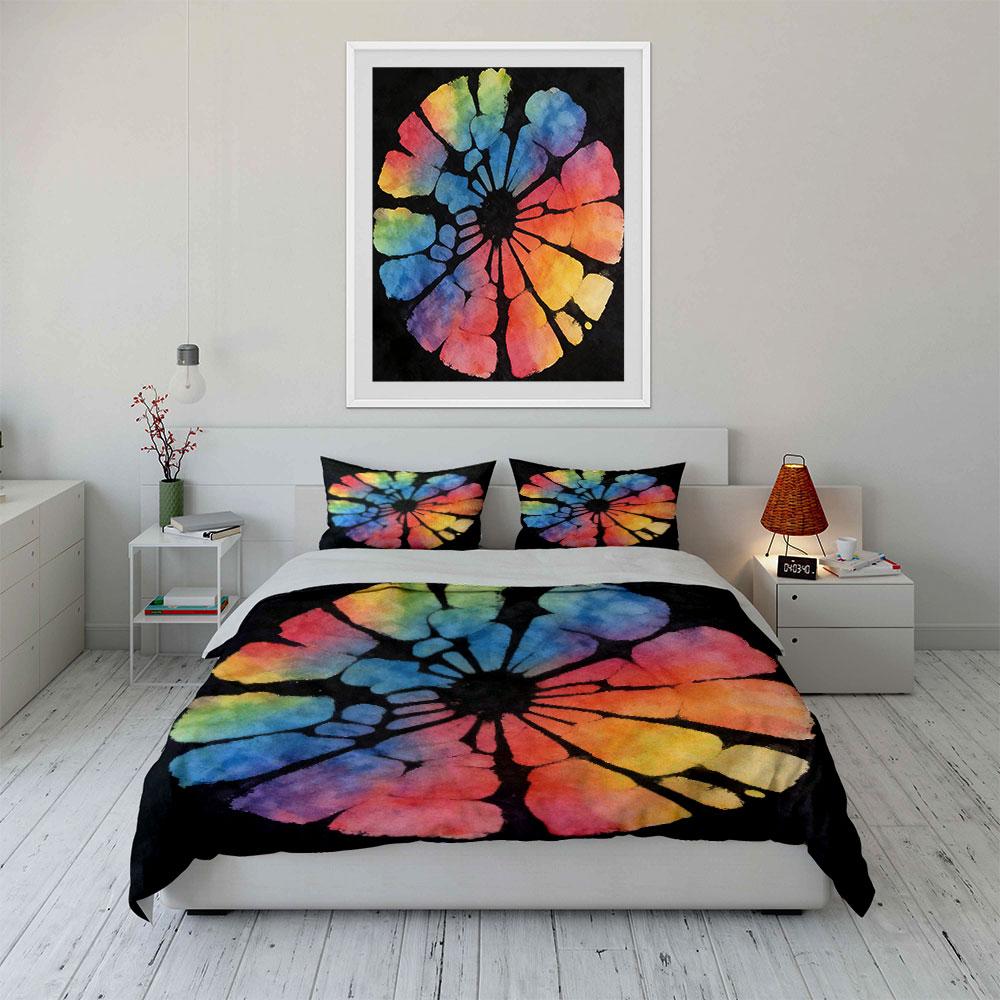 Colorful Floral Bedding Set Soft Comfortable Duvet Cover Bedding Set Included 1*Duvet Cover & 2*Pillowcases, Gift