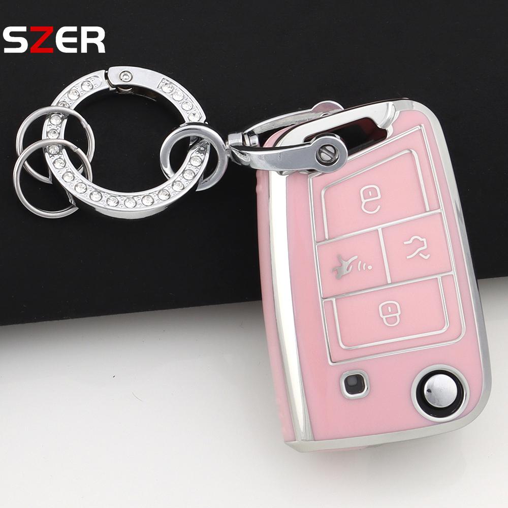4 Buttons Tpu Car Key Case Cover Shell Fob For Volkswagen Vw Golf 7 Alltrack Mk7 Tiguan Seat Ateca Leon Ibiza Skoda Octavia