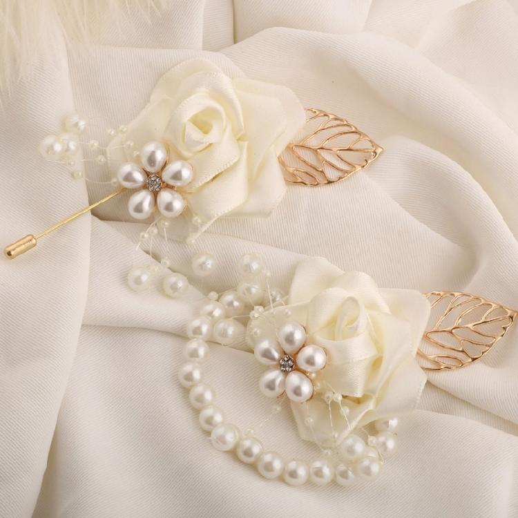 Artificial Flower Wedding Corsage Pair For Bride Grooms Bridesmaids Matching Accessories Western Ceremony