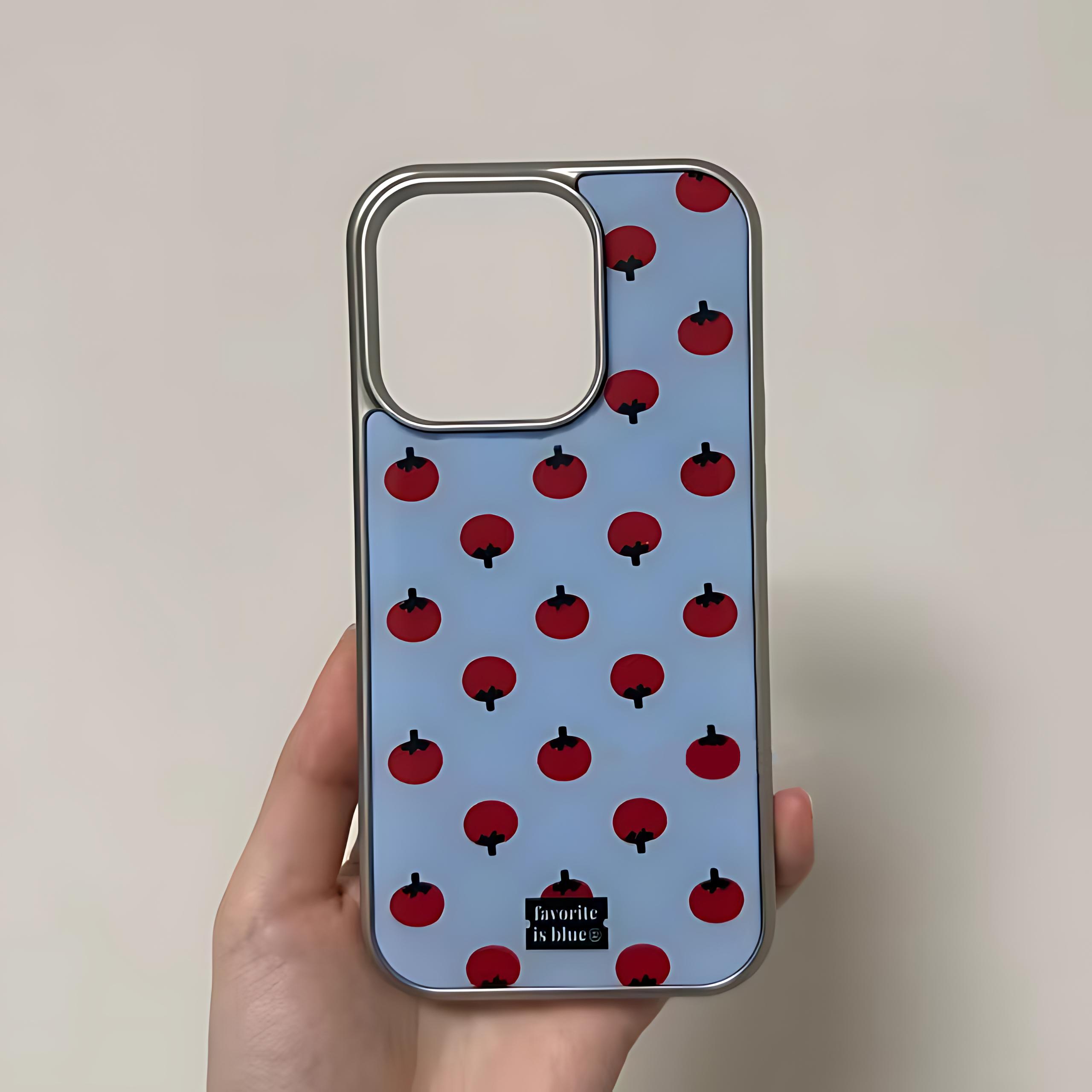 

Full Screen Red Tomato ins Korean Blue Phone Case for iPhone 17 16e 16 15 14 13 12 11 Air Pro Max X XR 8 7 Plus Clear Soft Cover iPhone 11