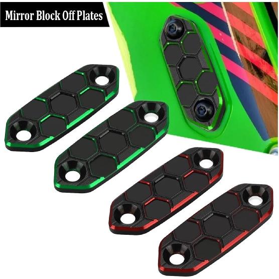 Motorcycle Rear View Mirror Hole Cap Block Off Base Plates Cover Decorative Compatible with Ninja 650 300 400 500 ZX-6R ZX-4RR ZX4R(Red)