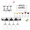 Wine Glass Rack - Under Cabinet Stemware Wine Glass Holder Glasses Storage Hanger Metal Hanging Organizer for Bar Kitchen 4 Rows Black
