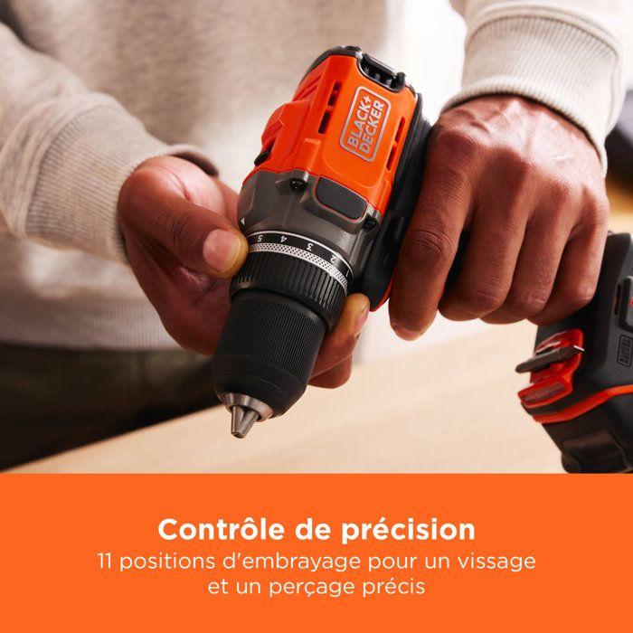 Perceuse visseuse sans fil 18V + 2 batteries 2Ah + chargeur - BLACK&DECKER - BCD382D2XK-QW - Avec mallette de transport