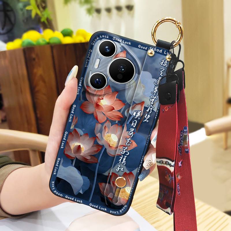 Durable For Mom Phone Case For Huawei P70 Pro/Pura 70 Pro+ Chinese Style Ring Silicone Protective Elderly Lady Lanyard
