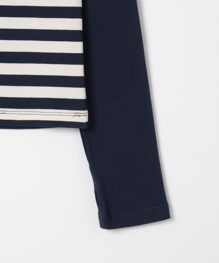 MILLO WOMEN Striped Warmer T-Shirt [Navy]