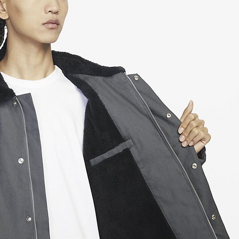 Nike Vyšívaný detail loga Ležérní sportovní fleecová bunda s dlouhým rukávem Pánská bunda Šedá FD6683-068