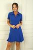 Women's Front Zipper Pleated Detail Lycra Crepe Dress