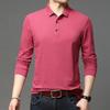 Brand Polo Shirt Men Long Sleeve Business Casual Polo Shirt Mens Clothes Spring Autumn Solid Male Turn Down Collar Tops Tees