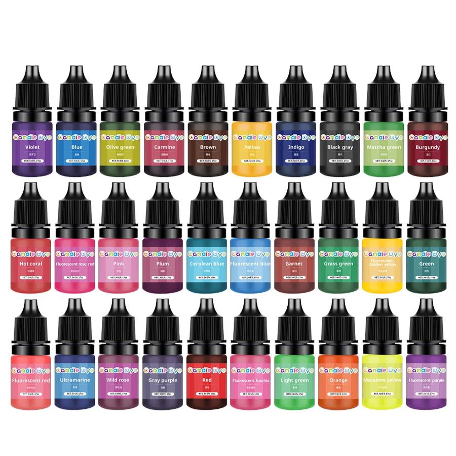 

30 цветов восковой краситель для свечей, высококонцентрированный краситель для свечей, жидкий краситель для свечей на масляной основе для соевого воска, изготовление свечей по 5 мл каждый S