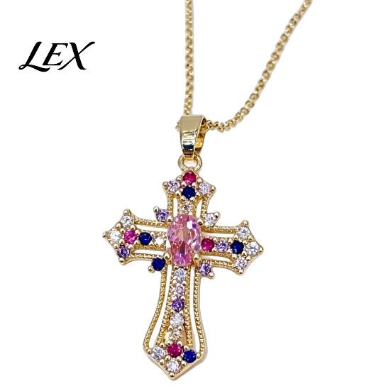 Retro Religious Pendant Necklace Catholic Christian Necklace, Colorful Rhinestone Statement for Women Daily Wear, Jewelry Gift Elegant
