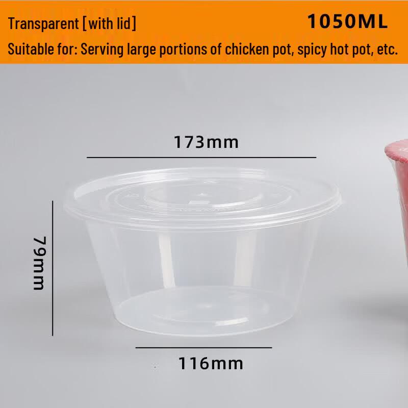 Disposable Round Plastic Takeaway Containers with Lids