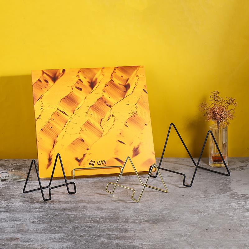 Black Gold Holder Metal Desktop Display Stand Storage Shelf For CD LP Vinyl Record EP