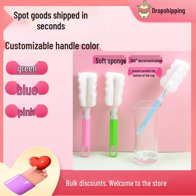 Long-Handle Detachable Sponge Cleaning Brush for Insulated Cups & Baby Bottles