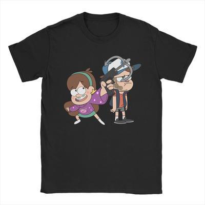 Herren Gravity Falls Dipper und Mabel Pines T-Shirt Reines Baumwollkleidung Vintage Kurzarm O-Ausschnitt T-Shirts Sommer T-Shirts
