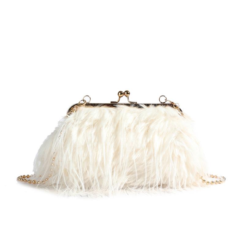 2025 Autumn and Winter New Plush Clutch Bag Women's Versatile Plush Chain Bag Versatile Shoulder Bag Sweet Messenger Bag