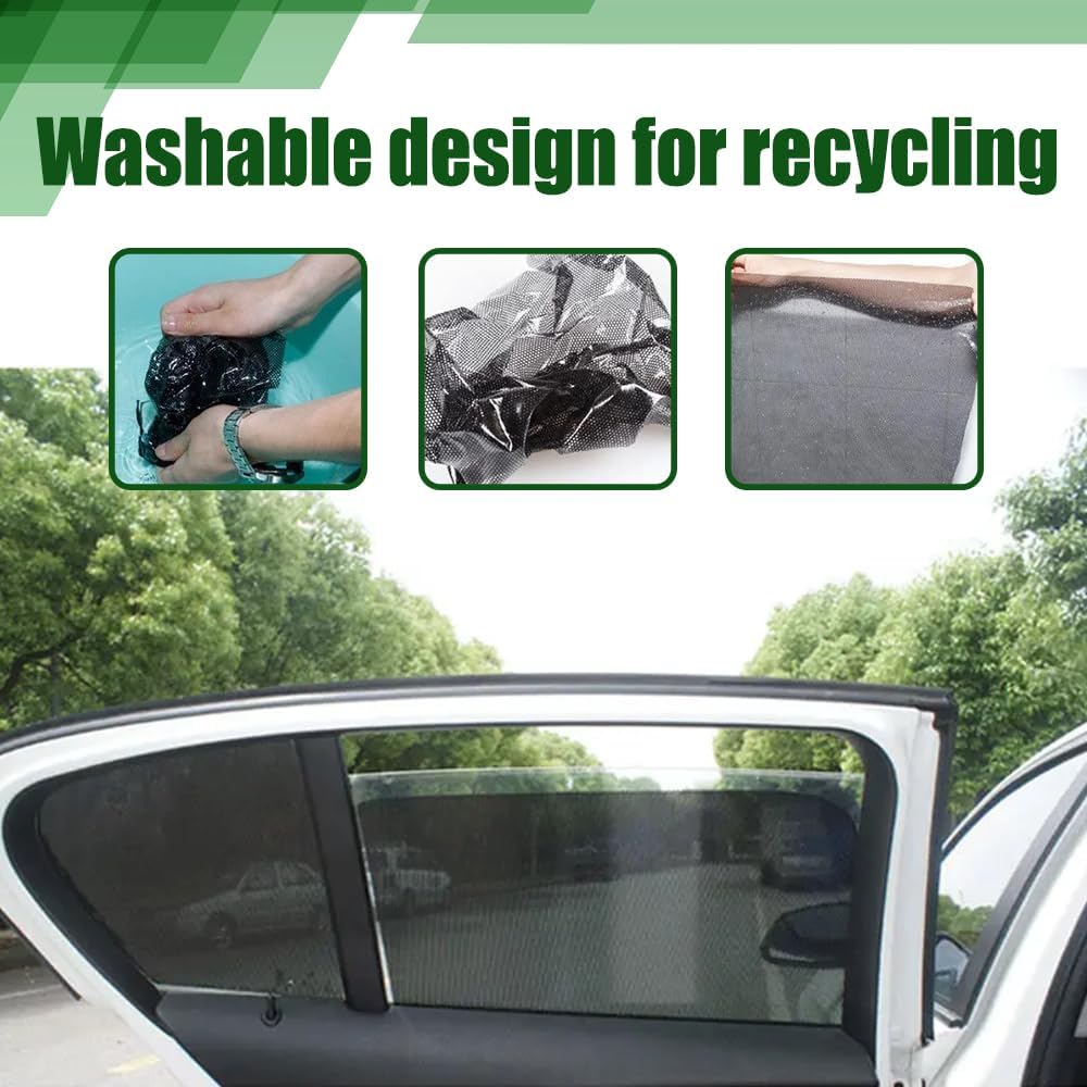 4PCS Car Side Window Sunshade, Static Cling Auto Shade Sticker To Block Sun Glare Heat UV Rays, Reuseable Washable Sun Shade Films, Universal Car