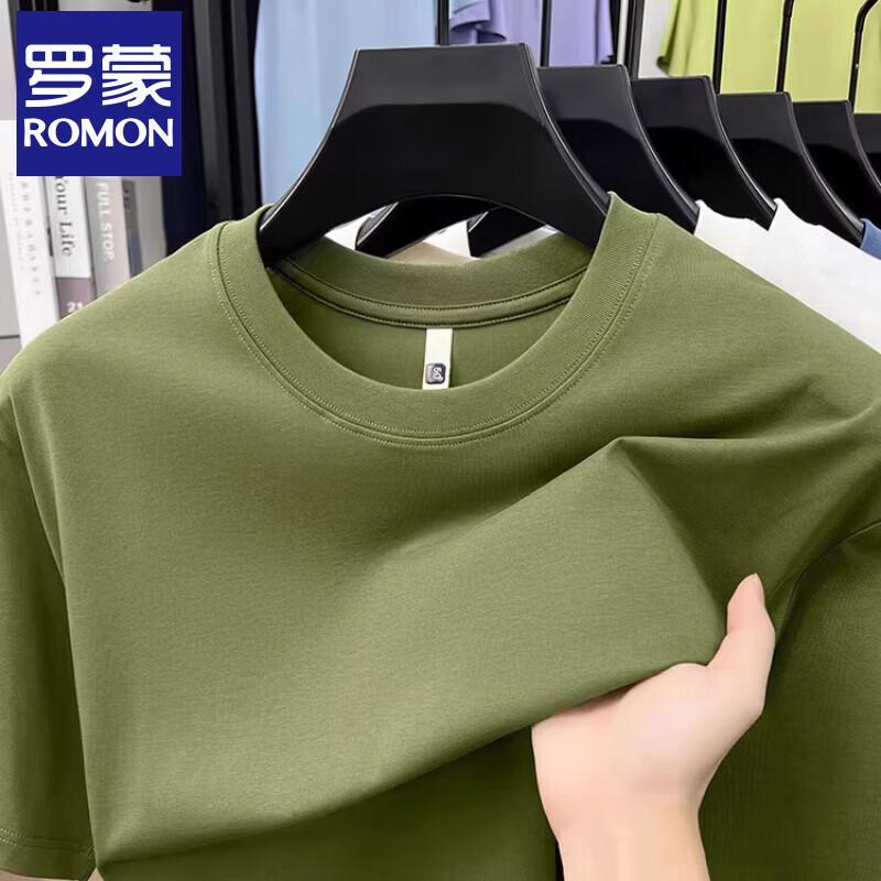 

Romon Men s Casual Cotton Silk Blend Round Neck T-Shirt 3XL