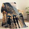 Asian city night scene illustration Blanket For Soft Throw Blanket for Picnic Bed Sofa Home Bedroom Cozy Warm Comfortable