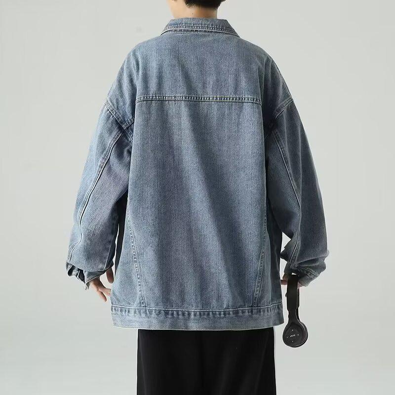 Men's Retro American Denim Jacket – Loose Fit Streetwear for Spring & Autumn